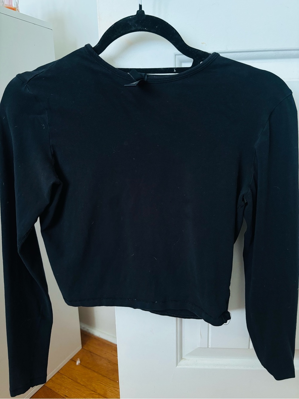 SKIMS Black Long Sleeve Cropped Crew Top